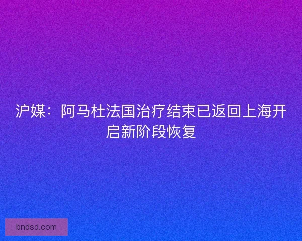 沪媒：阿马杜法国治疗结束已返回上海开启新阶段恢复